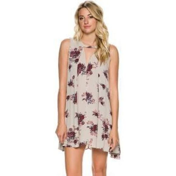 Free People Swing Dress Womens XS Floral Sleeveless Tea Combo Boho Flowy - Picture 1 of 10